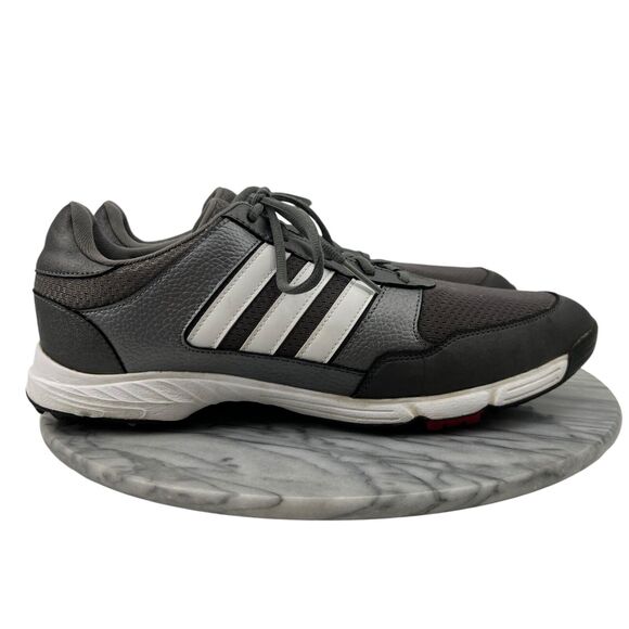 Adidas Mens 12 Golf Shoes Grey Tech Response 4.0 Cleats Lace Up Low Top Q44682 - Picture 1 of 14